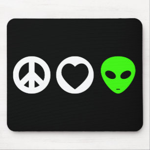 Peace Love Alien Mouse Pad