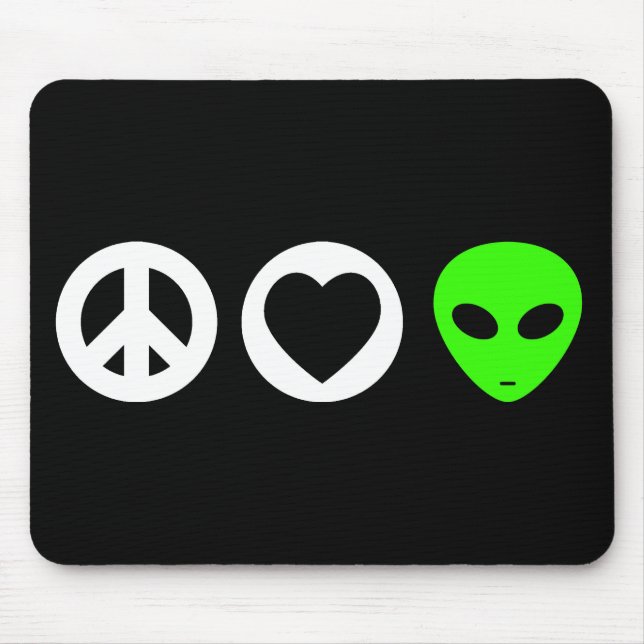 Peace Love Alien Mouse Pad (Front)