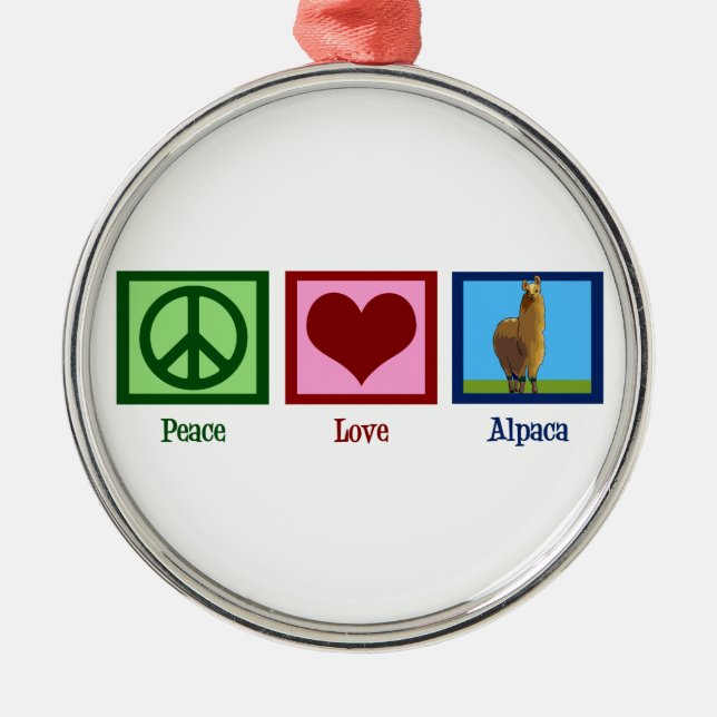Peace Love Alpaca Metal Tree Decoration (Front)