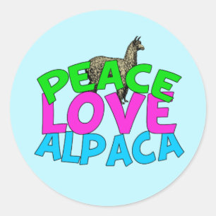 Peace Love Alpacas Classic Round Sticker