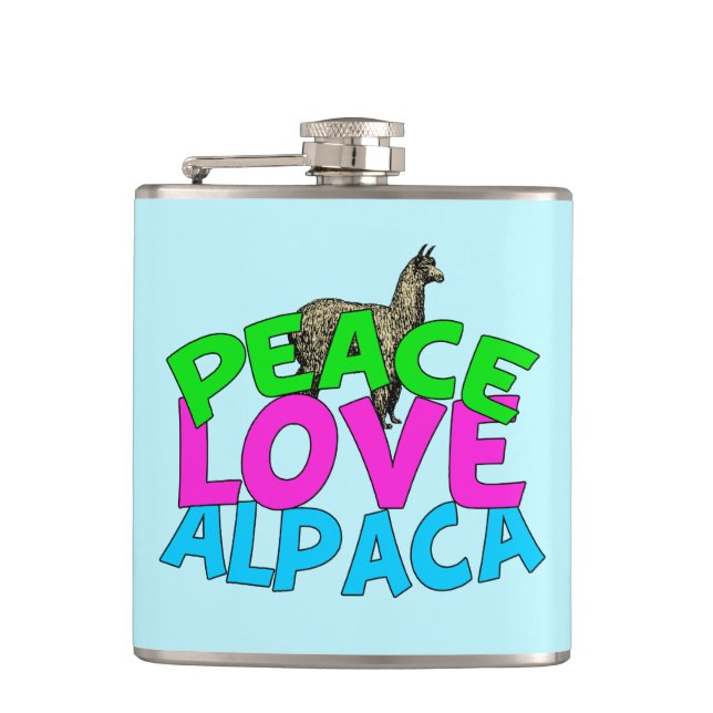 Peace Love Alpacas Hip Flask (Front)