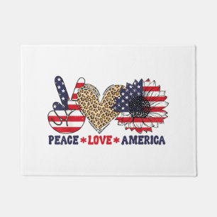 Peace Love America 4th of July Patriotic  Doormat