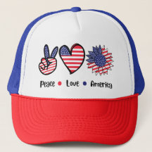 Peace Love America Patriotic 4th of July Trucker