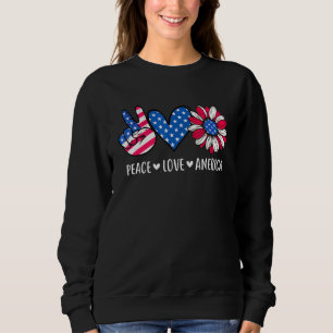 Peace love america sunflower hippie 4th of july am sweatshirt