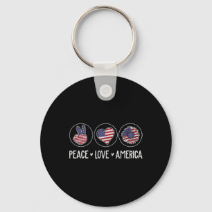 Peace Love America Sunflower Women 4th Of July Key Ring