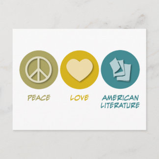 Peace Love American Literature Postcard