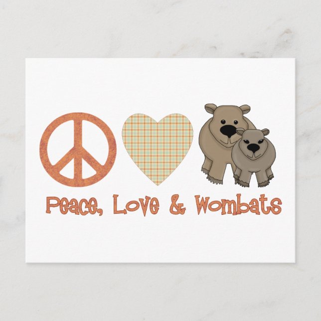 Peace, Love &amp; Wombats Postcard (Front)