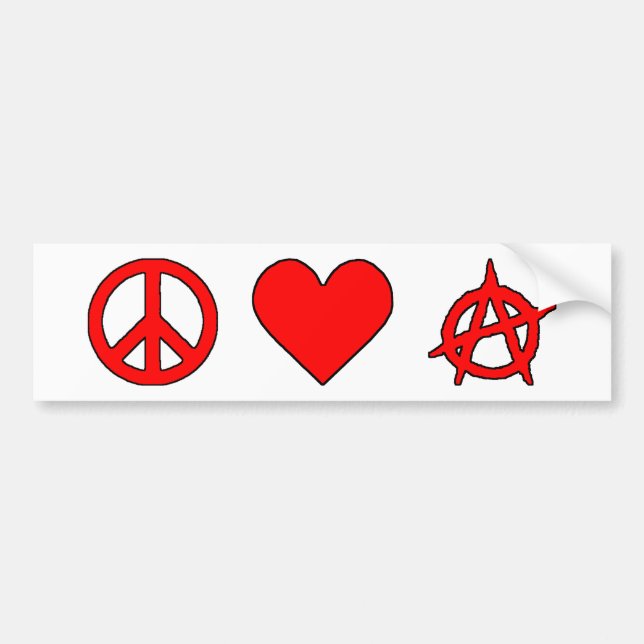 Peace Love Anarchy Bumper Sticker (Front)