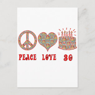 Peace Love and 30 Postcard