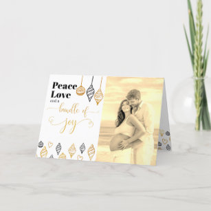 Peace Love and a Bundle of Joy Pregnancy Photo Holiday Card