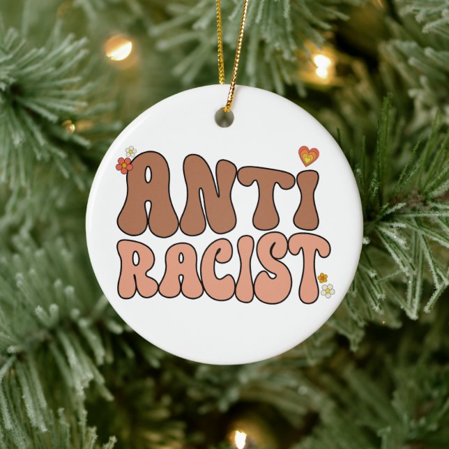 Peace Love and Anti-Racist Ceramic Tree Decoration (Tree)