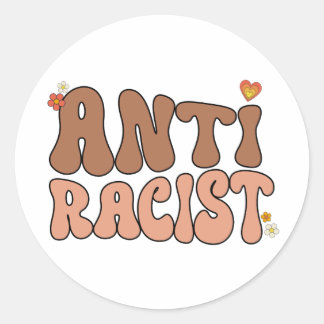 Peace Love and Anti-Racist Classic Round Sticker