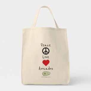 Peace, Love, and Avocados Grocery Tote Bag
