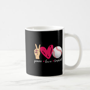 Peace Love And Baseball Funny Baseball Team Lovers Coffee Mug