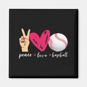Peace Love And Baseball Funny Baseball Team Lovers Magnet