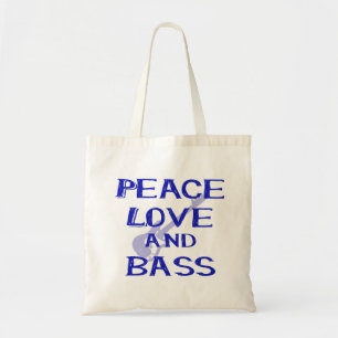 peace love and bass bernice blue w guitar tote bag