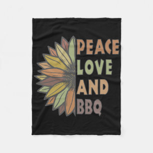 Peace Love And Bbq Fleece Blanket