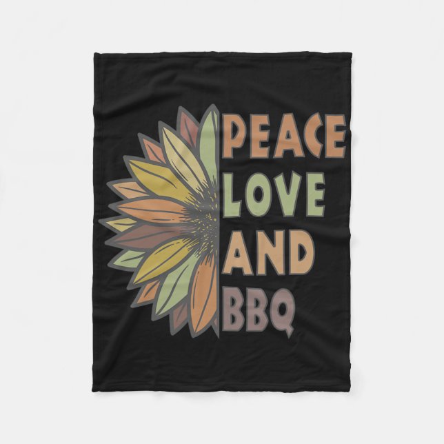 Peace Love And Bbq  Fleece Blanket (Front)
