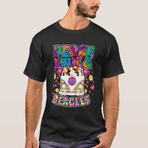 Peace Love And Beagles Hippie Beatnik Dog T-Shirt
