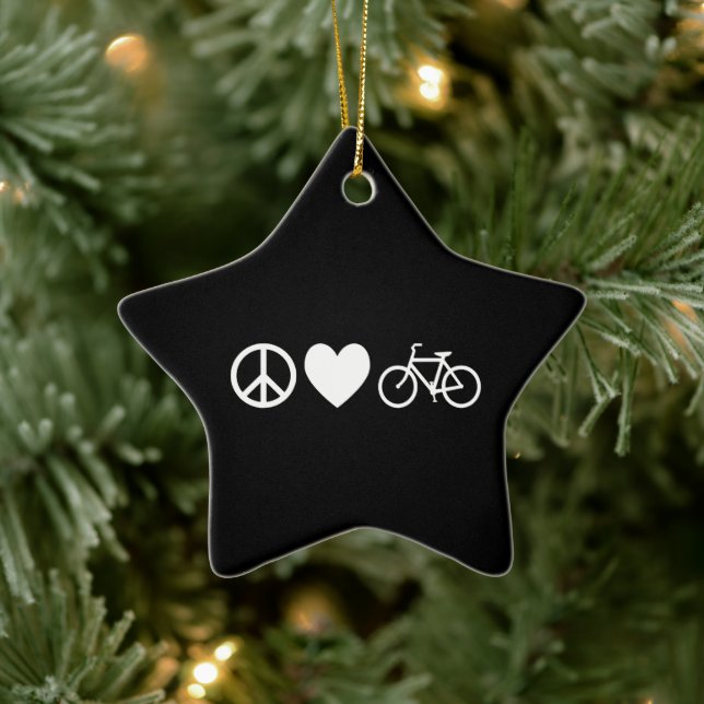 Peace Love and Bicycles Ceramic Tree Decoration (Tree)