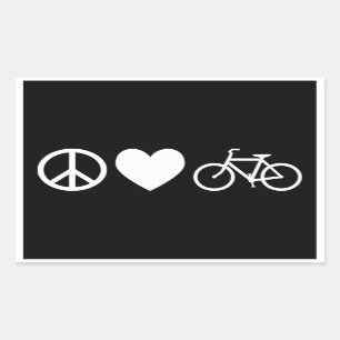 Peace Love and Bicycles Rectangular Sticker