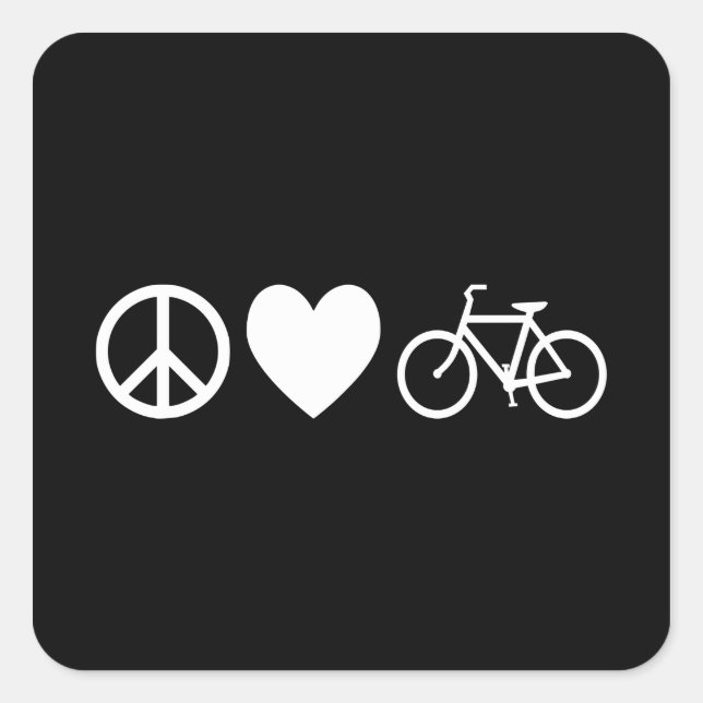 Peace Love and Bicycles Square Sticker (Front)