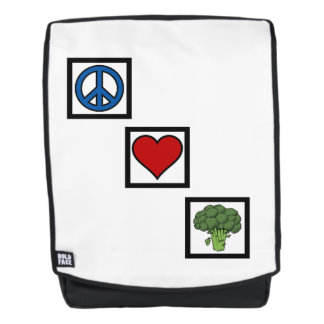 Peace Love and Broccoli Symbols Backpack