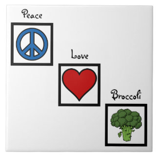 Peace Love and Broccoli Symbols Tile