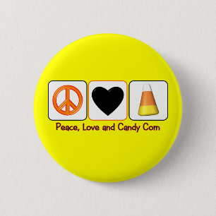 Peace, Love and Candy Corn 6 Cm Round Badge