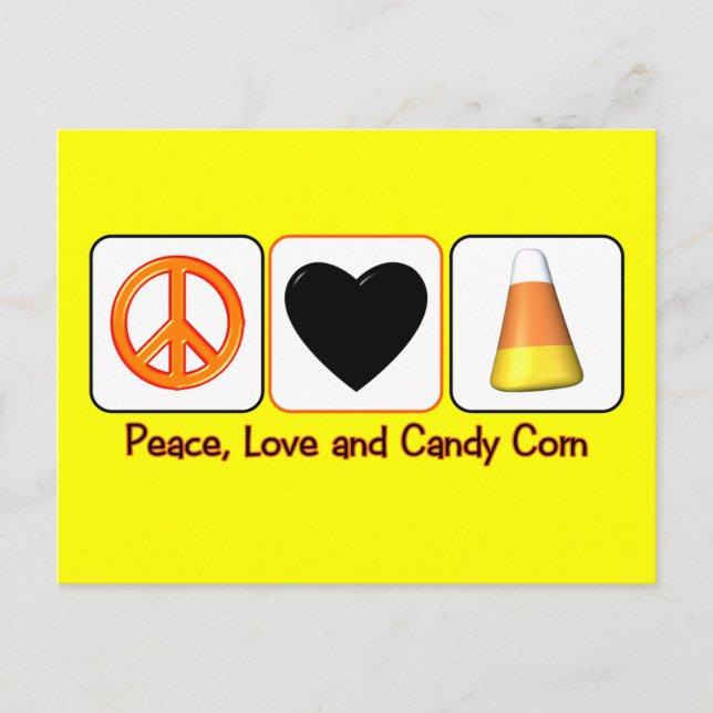 Peace, Love and Candy Corn Postcard (Front)
