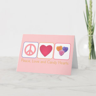Peace Love and Candy Hearts Holiday Card