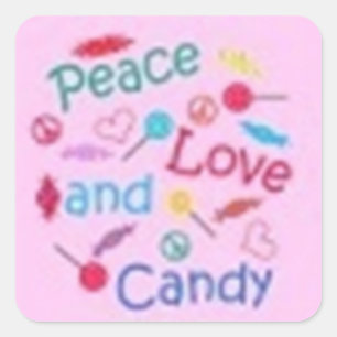 Peace, Love, and Candy Square Sticker