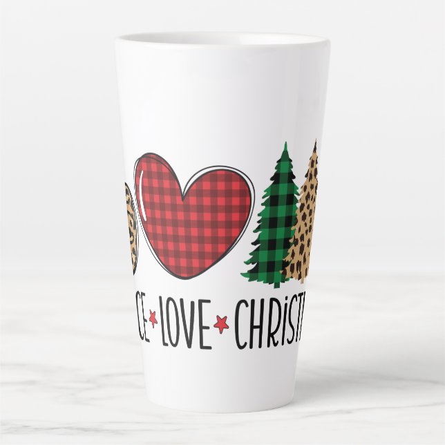 Peace, Love, and Christmas Latte Mug (Front)