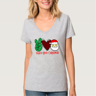 Peace, Love, and Christmas Santa T-Shirt