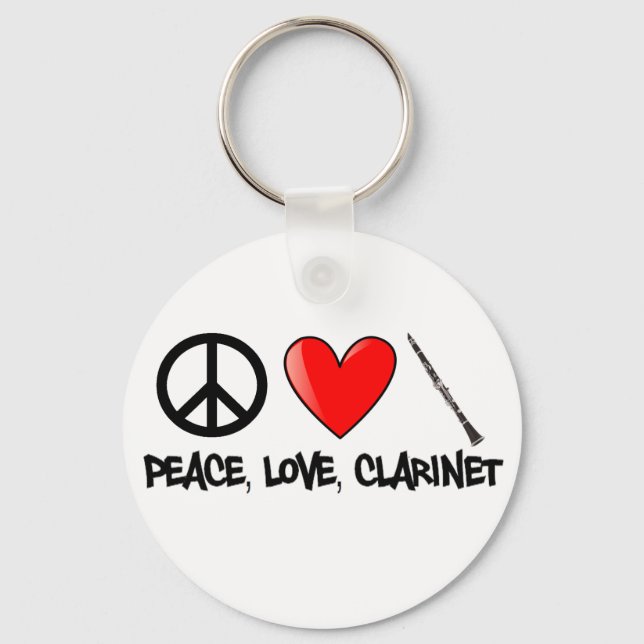 Peace, Love, and Clarinet Key Ring (Front)