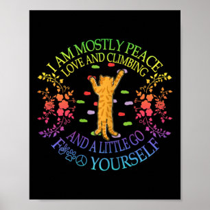 Peace Love And Climbing Funny Bouldering Cat Lover Poster