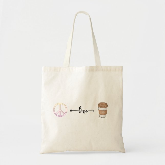 Peace, Love and Coffee Tote Bag (Front)