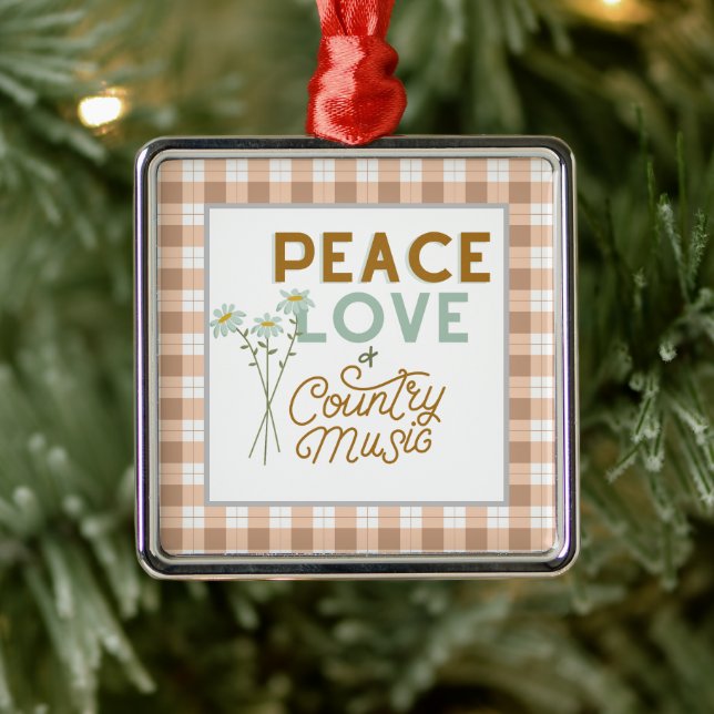 Peace Love and Country Music Metal Tree Decoration (Tree)