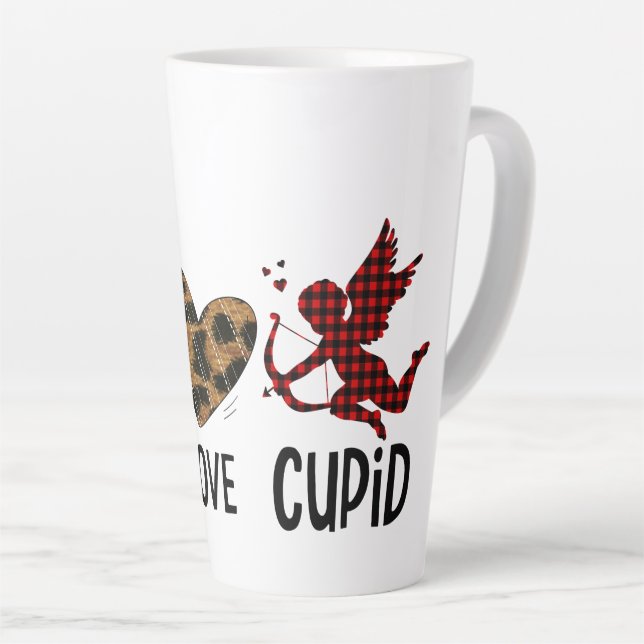 Peace, Love, and Cupid Latte Mug (Right Angle)