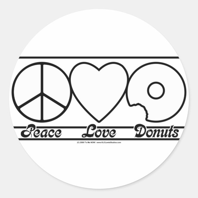 Peace Love and Doughnuts Classic Round Sticker (Front)