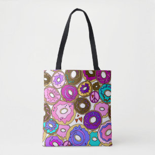 Peace Love and Doughnuts Tote Bag