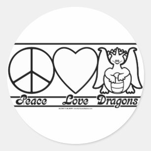 Peace Love and Dragons Classic Round Sticker