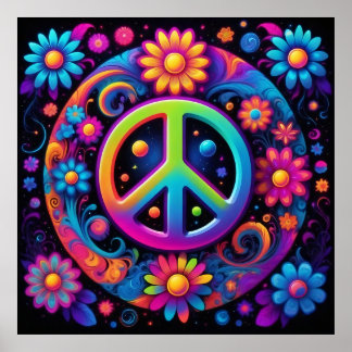 Peace, Love, and Flowers Poster