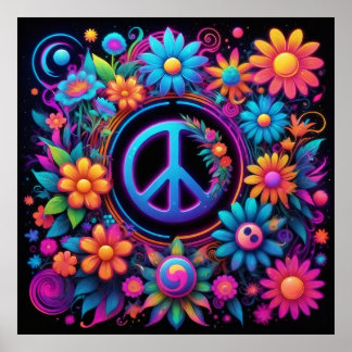 Peace, Love, and Flowers Poster