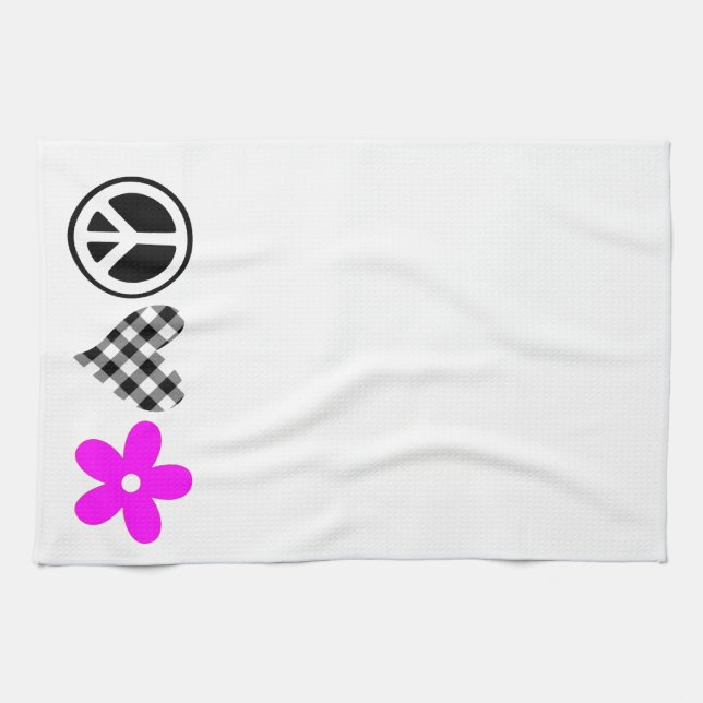 Peace Love and Flowers Tea Towel (Horizontal)