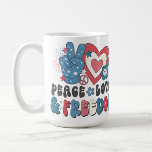 PEACE LOVE AND FREEDOM NOT FASCISM COFFEE MUG