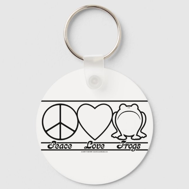 Peace Love and Frogs Key Ring (Front)