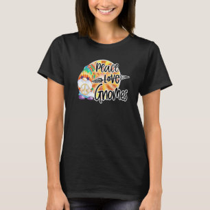 Peace Love And Gnomes Retro Tie Dye Hippie T-Shirt