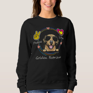Peace Love and Golden Retriever Cute Dog  for Moth Sweatshirt