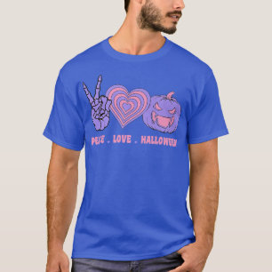 Peace Love And Halloween Peace Hand Heart Pumpkin  T-Shirt